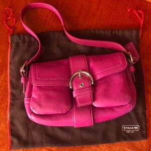Coach “Punch” Pink Small Soho Shoulder Bag with Silver Buckle
